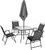 6 Pce Dining set with 1.8m Parasol Grey Inc 4 Chairs. Tble:80x70cm Chair:54x63x