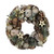 Wreath with wooden flowers and stars 30x30x8cm