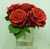 8" Rose x5 in Glass Vase