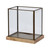 Metal Cube  Lantern With  Wood Base