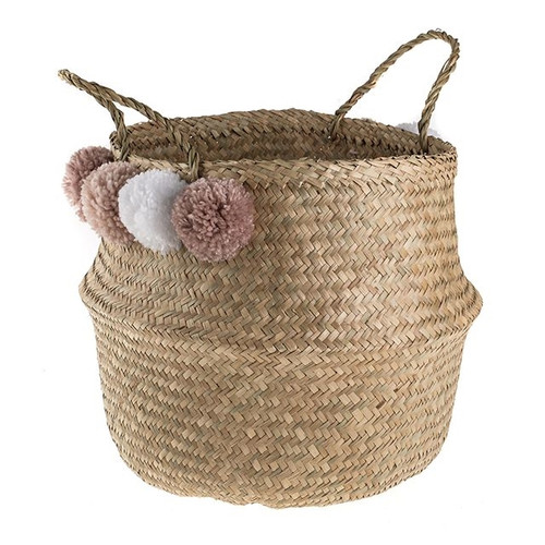 Basket With Pom Poms Country Baskets