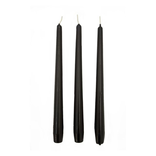 Taper Candle Black 25 cm Pack of 12 Country Baskets