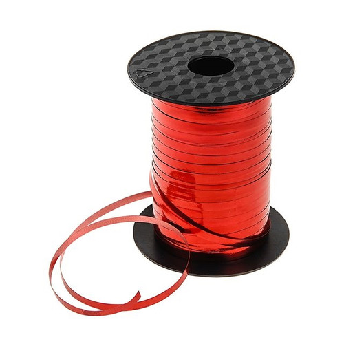 Curling Ribbon, W: 10 mm, Metallic Red, 250 M, 1 Roll