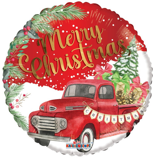 Merry Christmas Truck Balloon 18 Inch Country Baskets