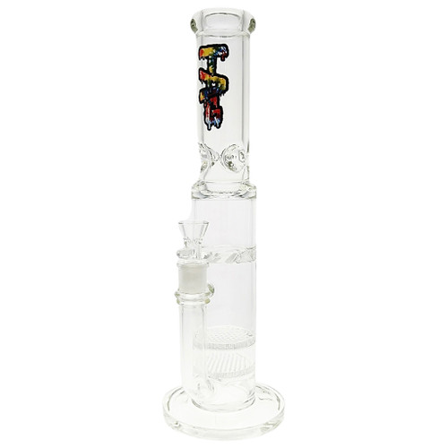 TAG 16” Double Honeycomb Perc Straight Tube Bong