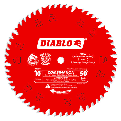 10" X 50T ATB, Combination Saw Blade for Wood, Diablo D1050X