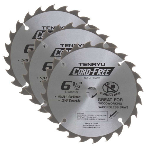 6-1/2" x 24T ATAF, Cord-Free Series Saw Blade, Tenryu  CF-16524WB (Bulk)