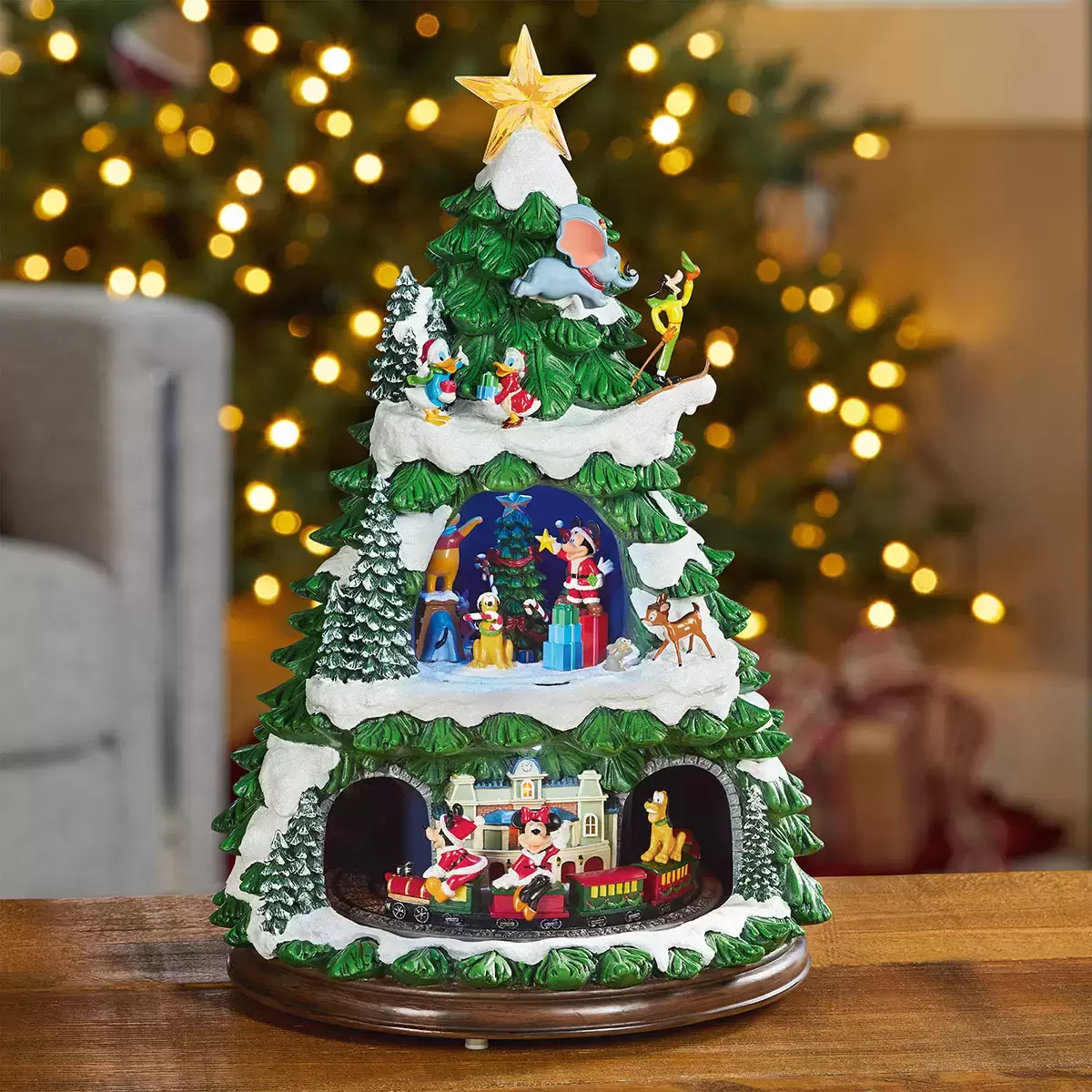 Disney Animated Christmas Tree Table Top Ornament with LED Lights