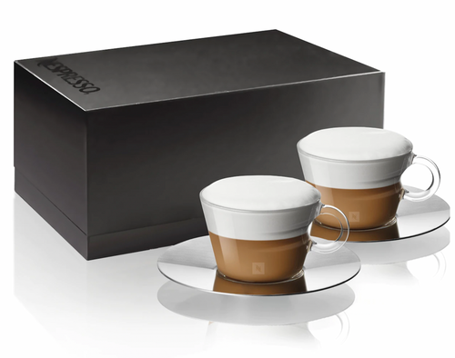 Nespresso Glass Cappuccino Cup & Saucer - Set of 2