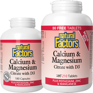 Natural Factors Calcium & Magnesium Citrate with D3 Capsules or Tablets Natural Factors Calcium & Magnesium Citrate with D3 Capsules or Tablets