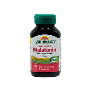 Jamieson Dual Action Max Strength Melatonin 10mg | 60 Bi-Layer Caplets Jamieson Dual Action Max Strength Melatonin 10mg | 60 Bi-Layer Caplets