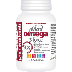 Prairie Naturals Max Omega 3 Force Softgels - front of bottle Prairie Naturals Max Omega 3 Force Softgels - front of bottle