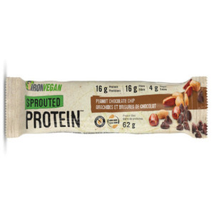 Iron Vegan Sprouted Protein Peanut Chocolate Chip Bar 62 grams Iron Vegan Sprouted Protein Peanut Chocolate Chip Bar 62 grams