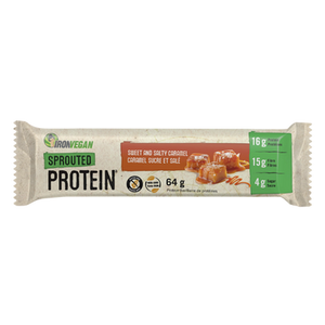Iron Vegan Sprouted Protein Sweet and Salty Caramel Bar 64 grams Iron Vegan Sprouted Protein Sweet and Salty Caramel Bar 64 grams
