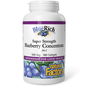 Natural Factors BlueRich Super Strength Blueberry Concentrate | 180 Softgels Natural Factors BlueRich Super Strength Blueberry Concentrate | 180 Softgels