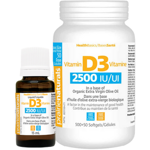 Prairie Naturals Vitamin D3 2500 IU | Softgels or Liquid Prairie Naturals Vitamin D3 2500 IU | Softgels or Liquid