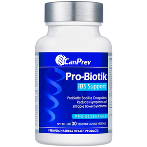 CanPrev Pro Essentials Pro-Biotik IBS Support Capsules - front label CanPrev Pro Essentials Pro-Biotik IBS Support Capsules - front label