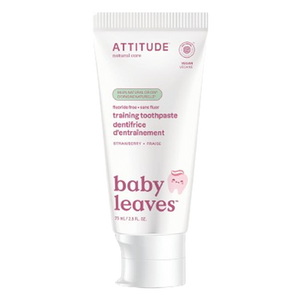 Attitude Baby Leaves Fluoride Free Training Toothpaste | 75mL - front label Attitude Baby Leaves Fluoride Free Training Toothpaste | 75mL - front label