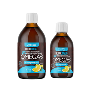AquaOmega High EPA Omega-3 Wild Caught Fish Oil Lemon Flavour | 2 sizes - 450ml, 225ml AquaOmega High EPA Omega-3 Wild Caught Fish Oil Lemon Flavour | 2 sizes - 450ml, 225ml