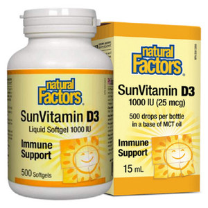 Natural Factors SunVitamin D3 1000 IU Liquid or Softgels Natural Factors SunVitamin D3 1000 IU Liquid or Softgels