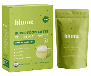 Blume Superfood Latte Matcha Coconut Latte Powder | 100 grams - front packaging Blume Superfood Latte Matcha Coconut Latte Powder | 100 grams - front packaging