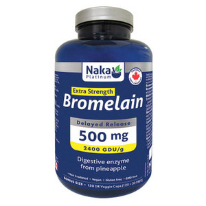 Naka Platinum Extra Strength Bromelain 500mg | 75 DR Caps - front label Naka Platinum Extra Strength Bromelain 500mg | 75 DR Caps - front label
