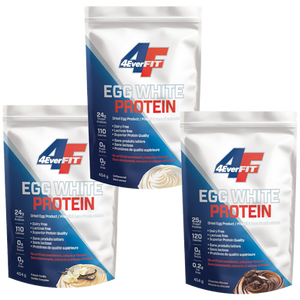 4EverFit Egg White Protein Powder - front labels of flavour variants