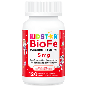 Kidstar BioFe Pure Iron 5 mg Tablets - front label Kidstar BioFe Pure Iron 5 mg Tablets - front label