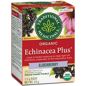 Traditional Medicinals Organic Echinacea Plus Elderberry Tea - front label Traditional Medicinals Organic Echinacea Plus Elderberry Tea - front label