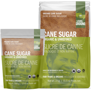 Level Ground Organic & Unrefined Cane Sugar - picture of small and large bag Level Ground Organic & Unrefined Cane Sugar - picture of small and large bag