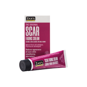 Zax's The Original Scar Fading Cream | 28 grams - front of bottle with packaging