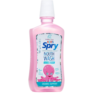 Spry - Kids Mouthwash Bubble Gum | 473 ml. - front of bottle Spry - Kids Mouthwash Bubble Gum | 473 ml. - front of bottle