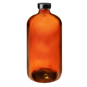 Uline - Amber Boston 32 oz Round Glass Bottle Uline - Amber Boston 32 oz Round Glass Bottle