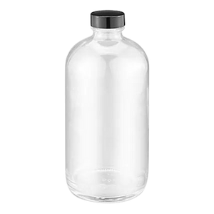 Uline - Clear Boston 16 oz Round Glass Bottle