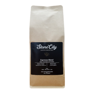 Stone City Coffee Roasters Medium Roast Espresso Blend Whole Bean Coffee 454 grams Stone City Coffee Roasters Medium Roast Espresso Blend Whole Bean Coffee 454 grams