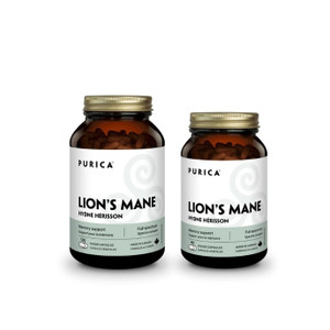Purica Lion's Mane Micronized Mushrooms Capsules - 60 and 120 capsule sized bottles Purica Lion's Mane Micronized Mushrooms Capsules - 60 and 120 capsule sized bottles