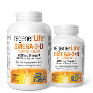 Natural Factors regenerLife Omega-3+D3 Ultra Strength Softgel Natural Factors regenerLife Omega-3+D3 Ultra Strength Softgel