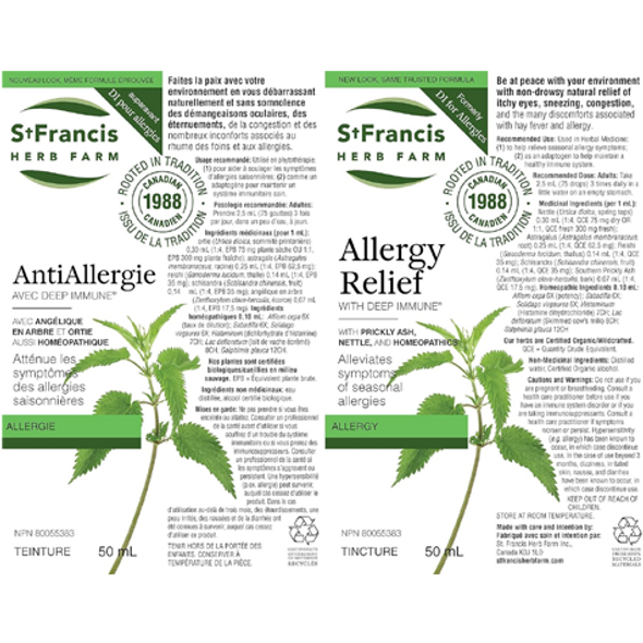 St. Francis Herb Farm Allergy Relief - Product label