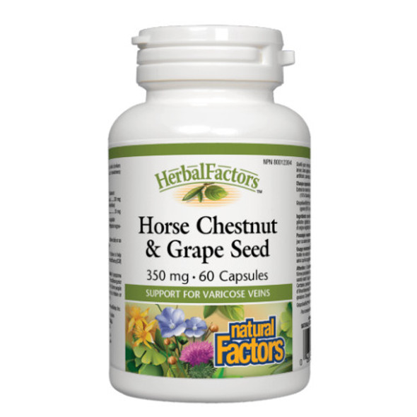 Natural Factors Horse Chestnut and Grape Seed for varicose veins and hemorrhoids.