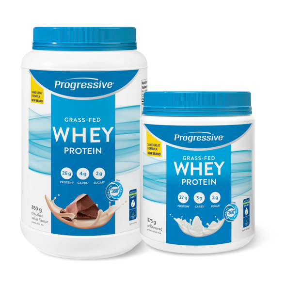 Grass Fed Whey Protein featuring various flavours and sizes