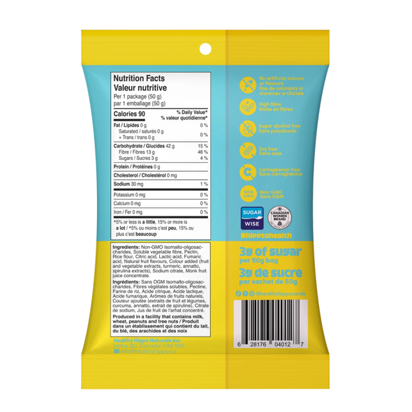 healthy hippo Natural Gummies nutrition label for Sour Hippo flavour