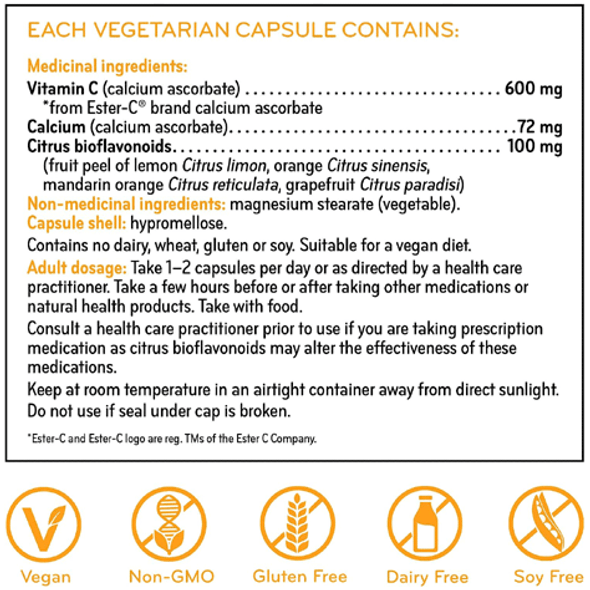 Sisu Ester-C 600mg - product label