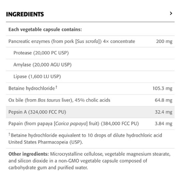 New Roots Herbal Digestive Enzymes - Ingredients