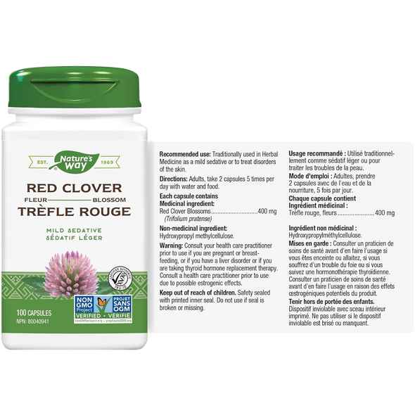 Nature's Way Red Clover Blossom 400 mg Capsules - Recommended