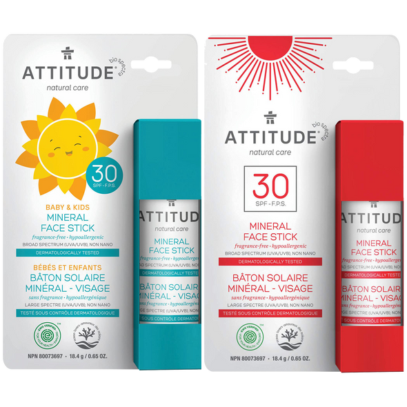 Attitude Natural Care 30 SPF Fragrance-Free Mineral Face Stick