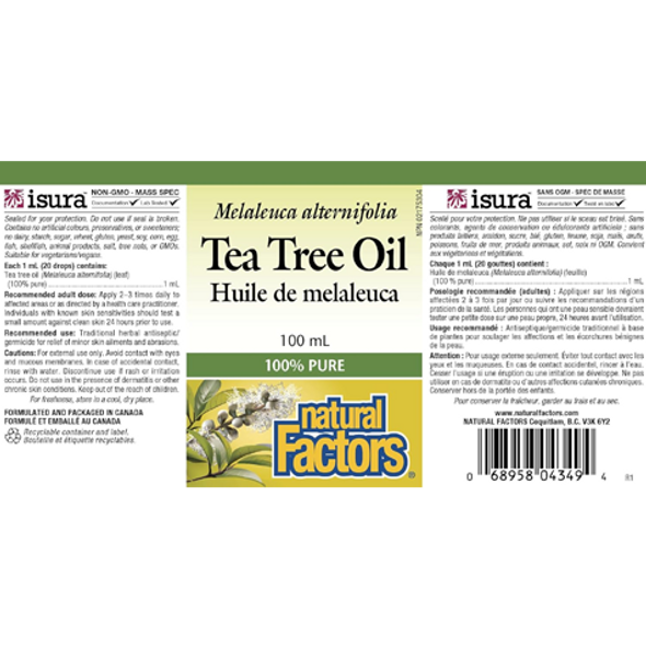 Natural Factors Tea Tree Oil - product label