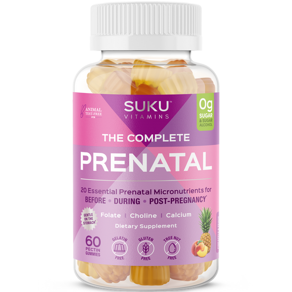 SUKU Vitamins The Complete Pineapple & Peach Flavoured Prenatal Gummies