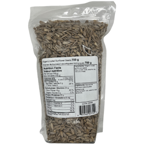 Good n' Natural Organic Raw Hulled Sunflower Seeds - back of product