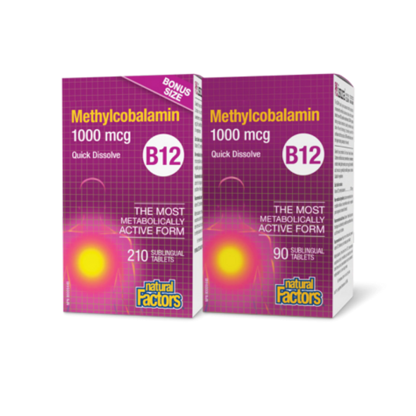 Natural Factors Vitamin B12 Methylcobalamin 1000 mcg Sublingual Tablets
