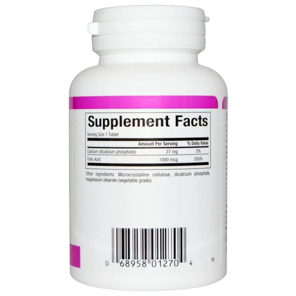 Natural Factors Folic Acid  1 mg Tablets - Back